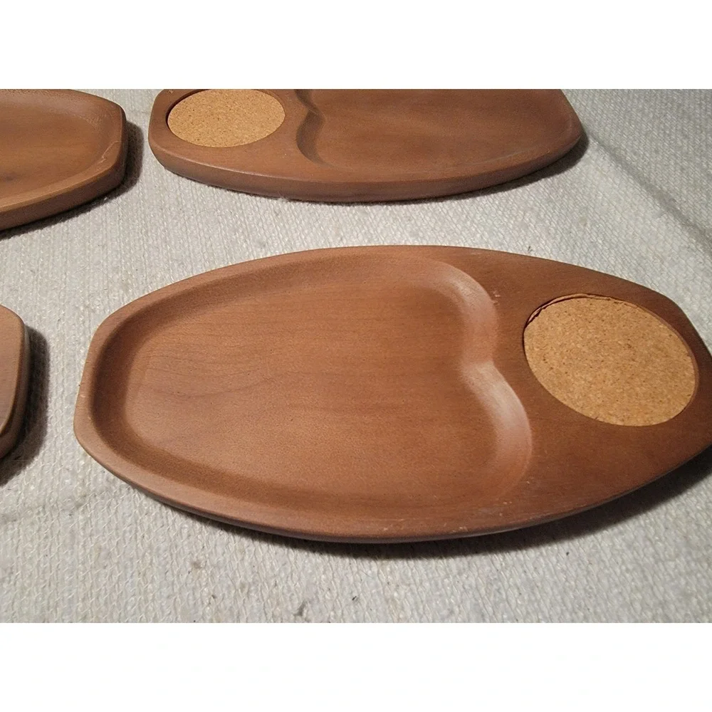 Coaster‎ Tray Quartet 4 Trays Original Box Artwood Snack Trays Walnut Finish